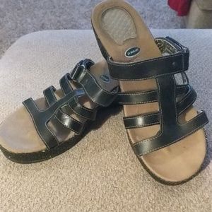 Womens Dr Scholls Brown Faux Leather Wedge